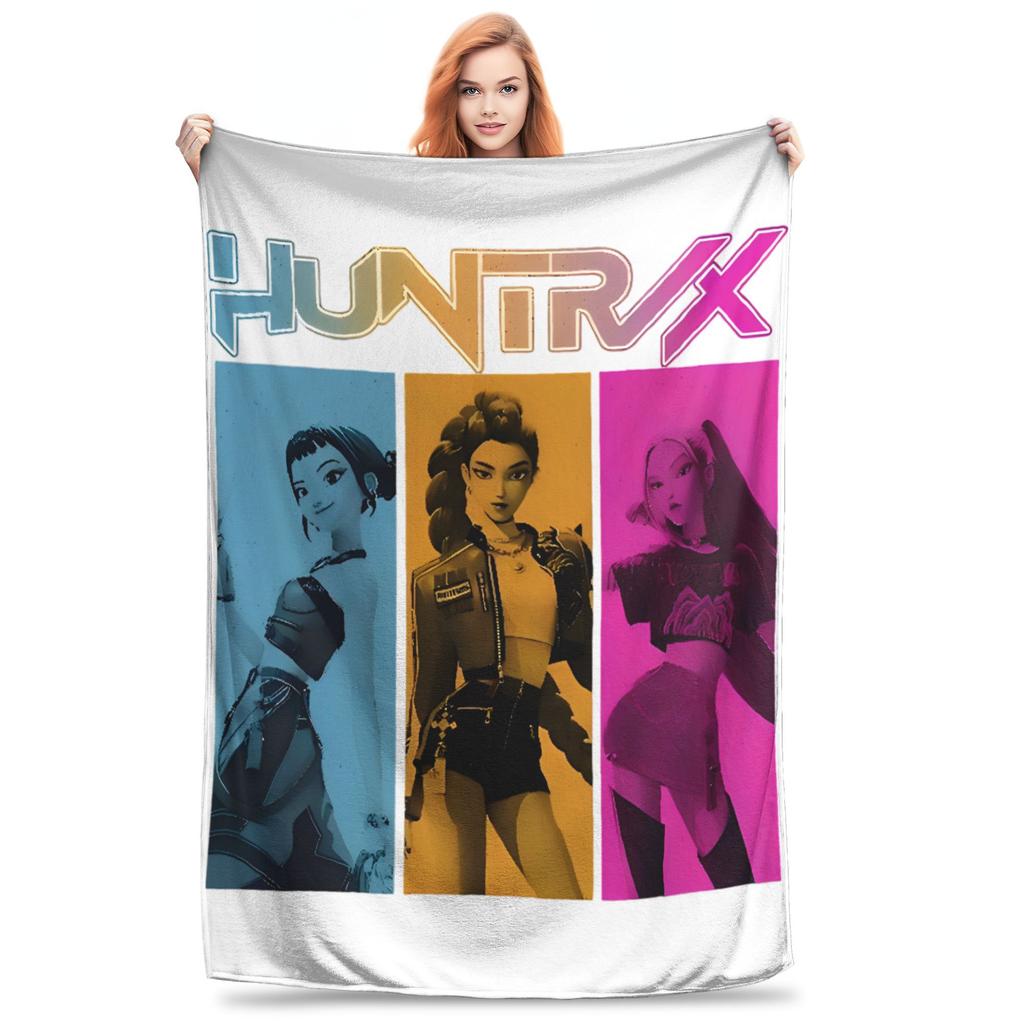 Saja Boys Huntrix Blanket Kpop Demon Hunters Flannel Awesome Warm Throw Blanket for Bedding Lounge  Winter