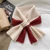 Stylish Ladies' Knitted Scarf Crossed Designs Neck Warmer Cosy Solid Color Blocking Scarf for Autumn and Winter Comfort