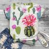 Women's Fashion Floral Hummingbird Print Fitness Short Sleeved T-shirt Top