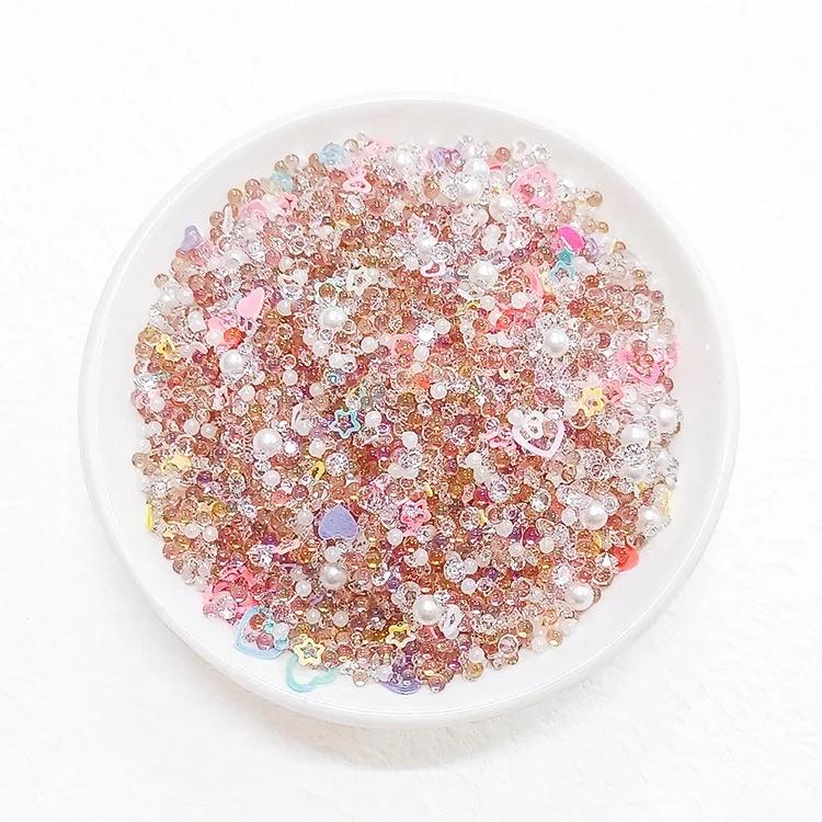 50g/Beutel Gemischte Harz Glitzernde Lochlose Perlen 2mm-7mm Strasssteine Schillernde Perlmuttfarbene Creme Imitation Blase Bastelzubehör