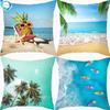 Blue Pillow Case Summer Beach Vacationstyle Printing Cushion Cover Seaside Hotel Sofa Decoration Bedding Back Pillowcase 45X45Cm