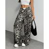 2026 Neue lässige Hose mit Leopardenmuster für Damen, lockere Passform, elastischer Bund, bedruckte Wide-Leg-Hose
