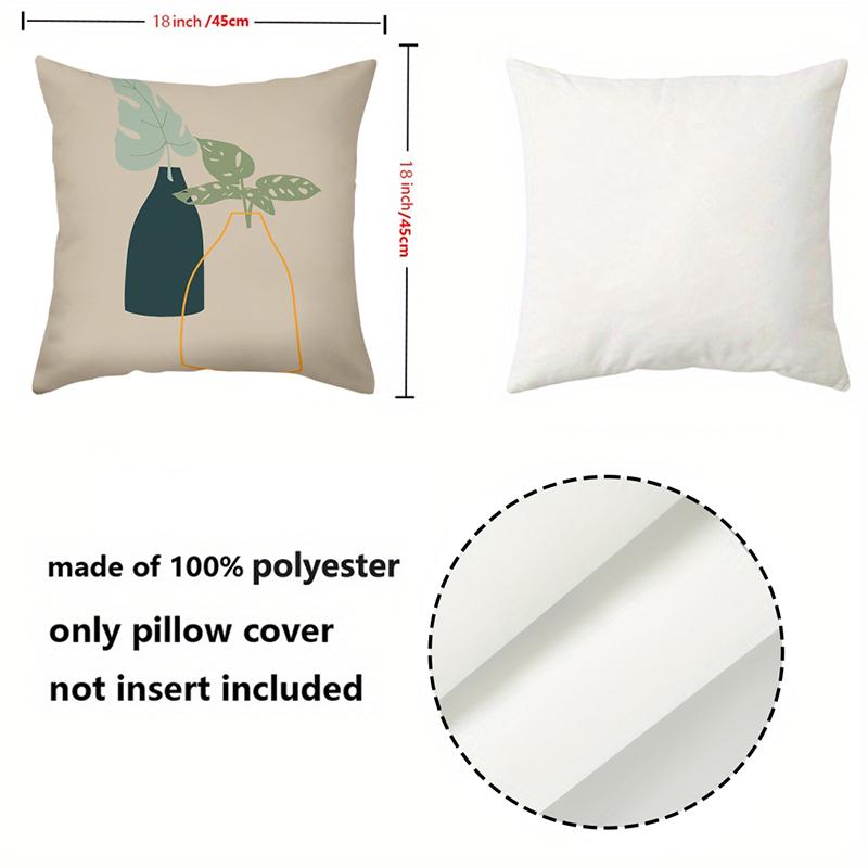 Modern Plant Vase Pattern Decorative Cushion Covers Polyester Pillowcase, Sofa Decorative Cushion Cov Headboard Pillow