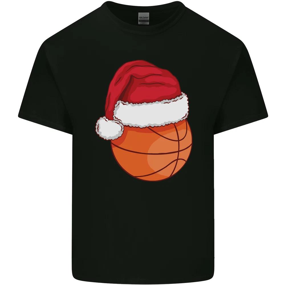 A Basketball Wearing a Christmas Hat Xmas Unisexs Light Cotton TShirt S