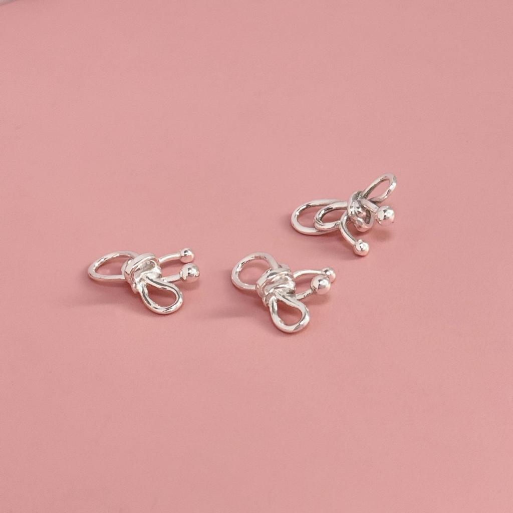 S999 Sterling Silver Bow Pendant Charm for DIY Crystal Bracelet, Necklace, Beading, Weaving, and Rope Silver Accessories