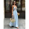 Summer New Deep Neck Striped Holiday Dress Hot Halter Sleeveless Neck Long Dress