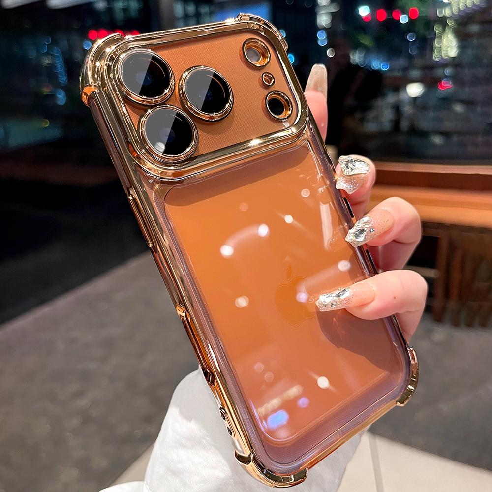 Shockproof Plating Clear Case For iPhone 17 Air 16 15 14 13 Pro Max Plus Luxury Glitter Silicone Soft Cover Transparent Shell