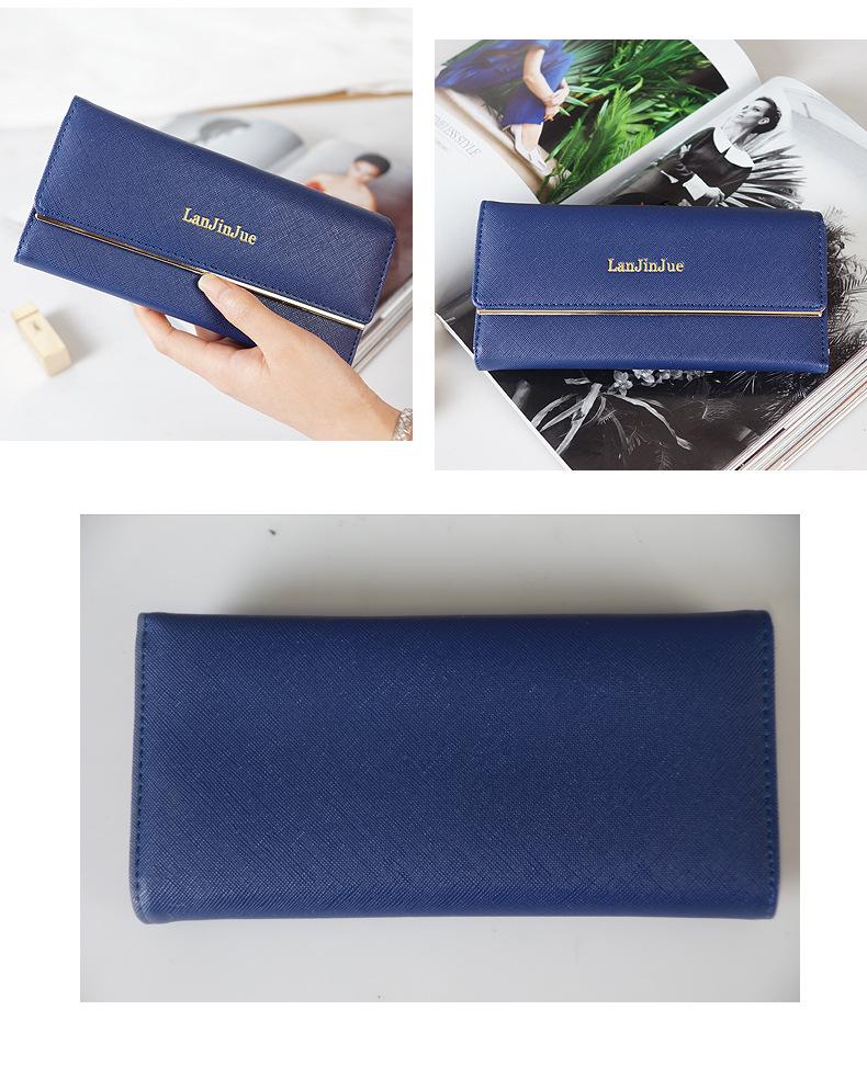 Women's Long Wallet - European & American Style, Multi-Card Slot, Letter Buckle Clutch, Simple Tri-Fold Coin Purse