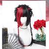 Harajuku-style Gal-kei Women's Wig, Full Wig, Long, Straight, Red and Black, Double-Colored, Lolita Wig (Red and Black)