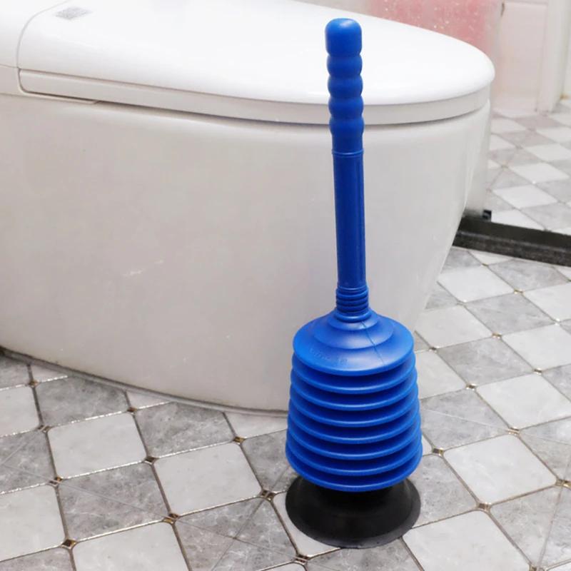 Blue Thickened Bellows Toilet Plunger Heavy Duty High Suction for Apartment Bathroom Clog Cleaning