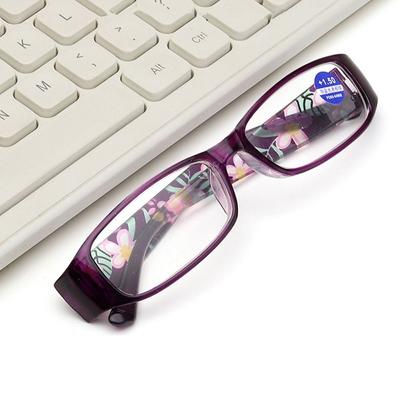 Modische Lesebrille mit Anti-Blaulicht-Effekt, Blumen-Augenschutz, elegante, komfortable Brille mit ultraleichtem Rahmen für Damen