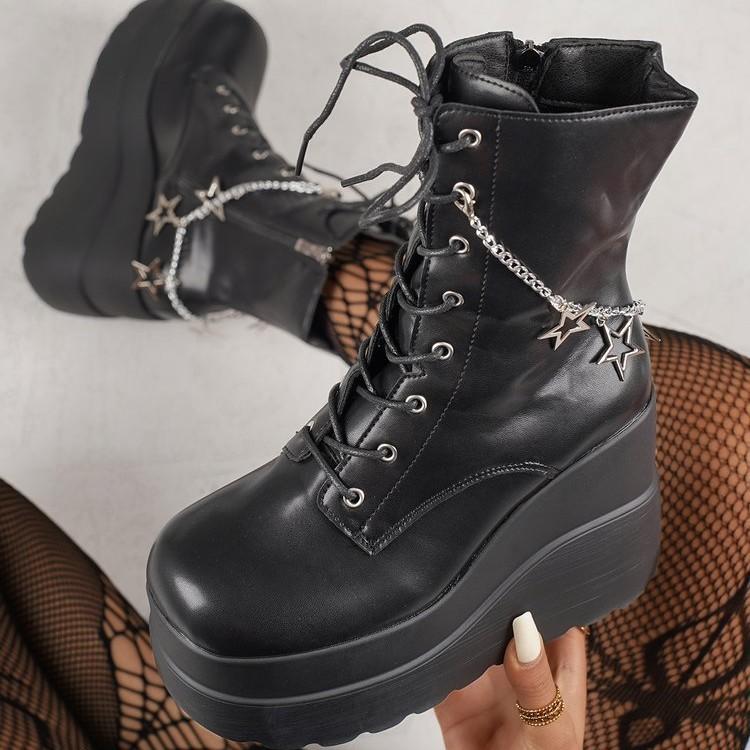 Small Man Height Increase Martin Boots New Large Size High Heel British Fried Street Muffin Bottom Slope Heel Short Boots