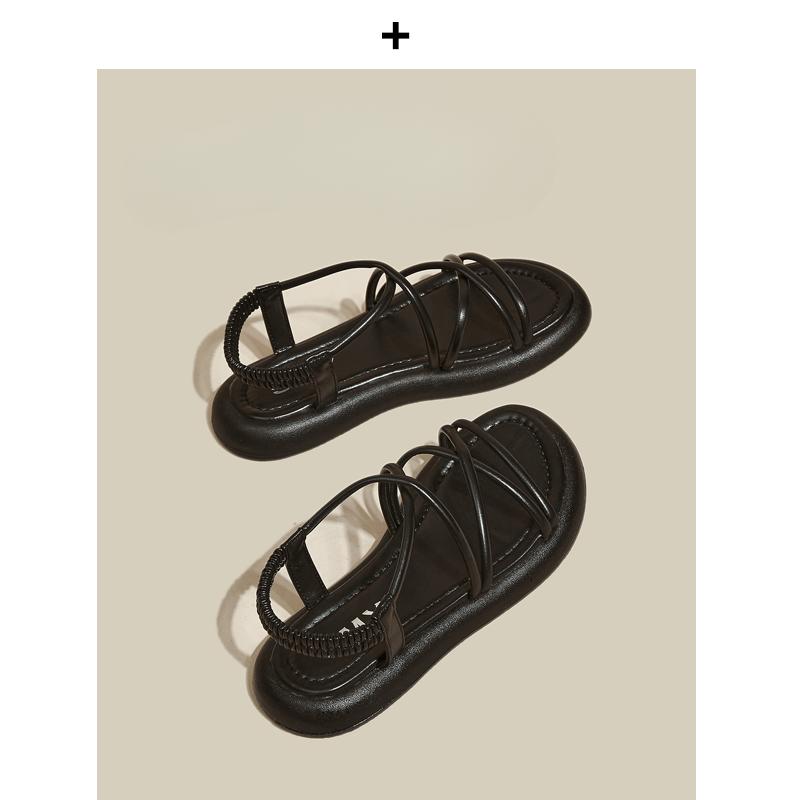 fashion Thick Sole Sandals Women 2024 New Summer Soft Sole Elevated Casual Roman Sandals Small Womens Shoes  Sandalias Mujer  Sandal