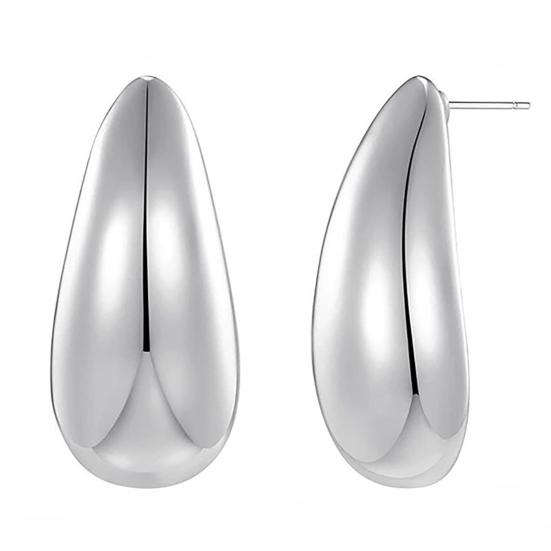 1 Pair Teardrop Earrings for Women, Small Water Drop Stud Earrings, Chunky Statement Jewelry for Wedding, Party, Prom, Daily 2
