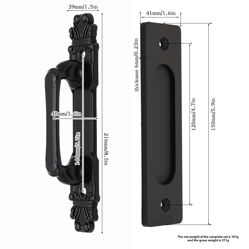 Dual-Sided Black Surface-Mounted Sliding Barn Door Handle