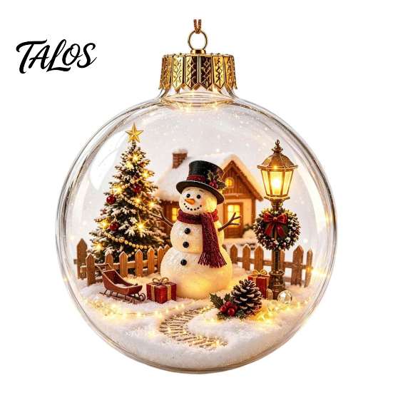 Garden Holiday Ornaments Glowing Christmas Story Ornament, Light-Up 3D Hanging Ball with Warm LED, Mini Decorative Spheres for Holidays Scene