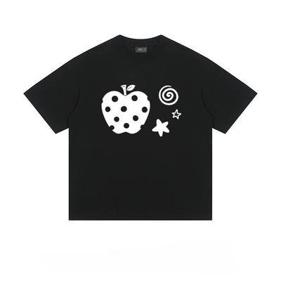 T-shirt Automne Y2k Imprimé Graphique Apple Coton Pur Homme et Femme Manches Courtes Tendance Mode Streetwear Vêtements   Kawaii Kpop
