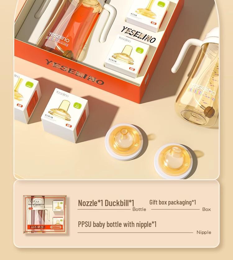 PPSU Baby Bottle & Straw Cup for 6M+ - Anti-Colic & Anti-Choking, Weaning Bottle with Gift Box for 1-3 Year Olds.