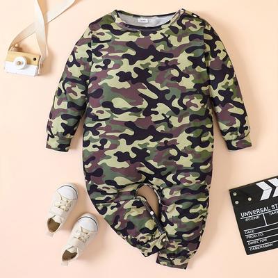 1-24 Monate Baby Junge Camouflage Allover Print Strampler Langarm Einteiler Jumpsuit