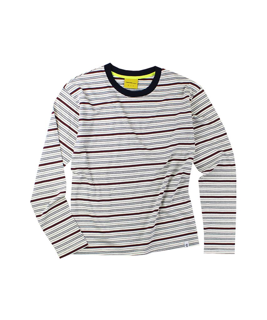 CONICHIWA BONJOUR Multi-Stripe Long Sleeve (White/Brown)