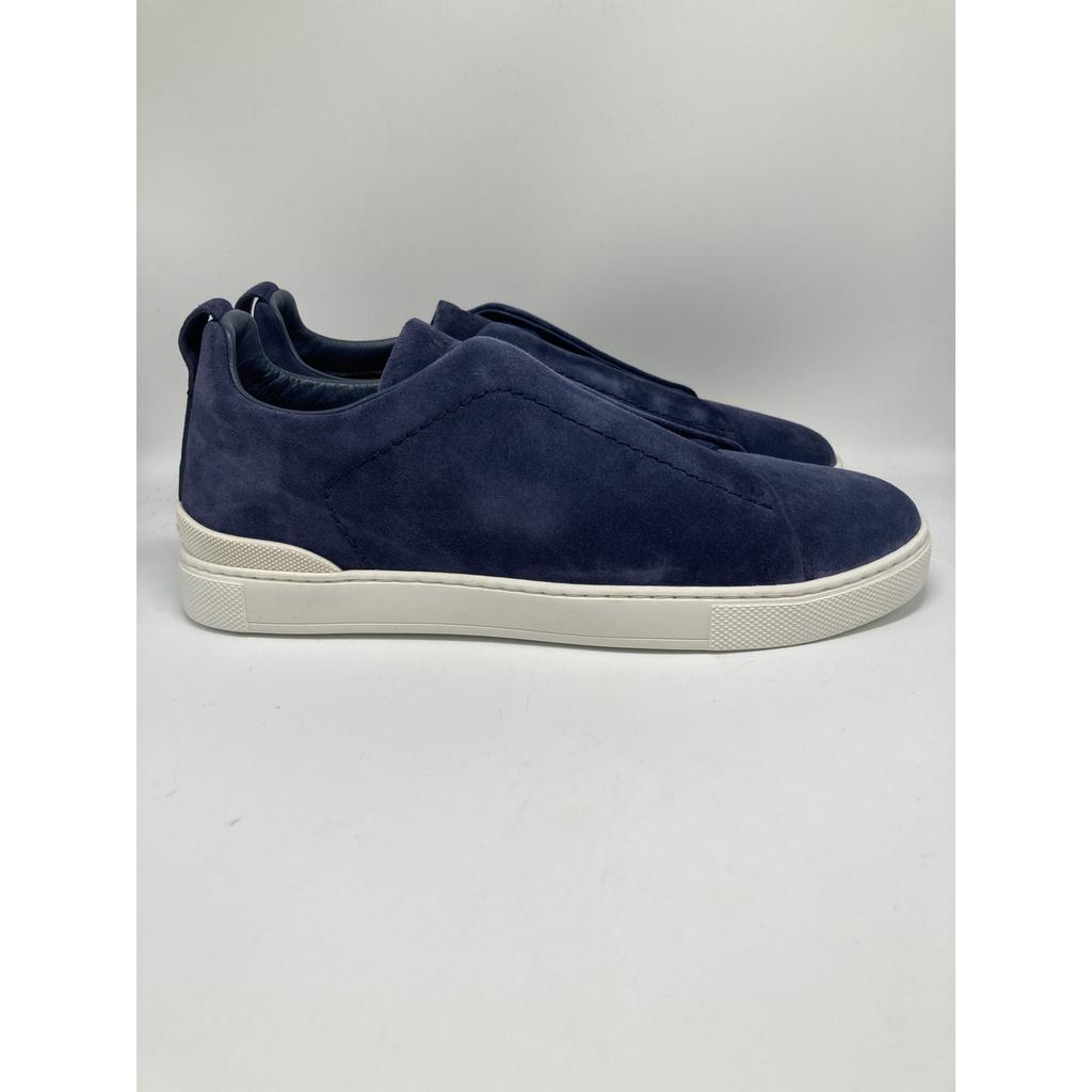 Zegna S4667Z Suede Triple Stitch Sneakers Shoes US8 NavyUsed