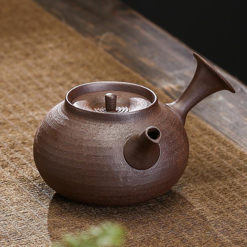 Stoneware pot side handle teapot ceramic single household Chinese style tea making pot single pot anti-scalding