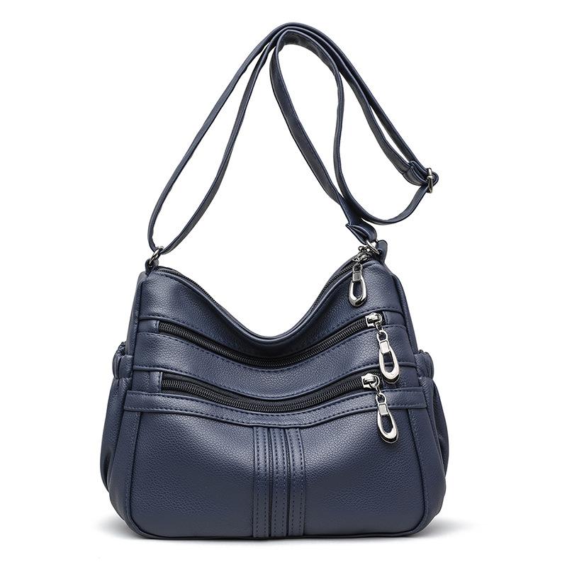 

Текстурированная женская сумка повседневная модная многослойная наплечная сумка темно-синий