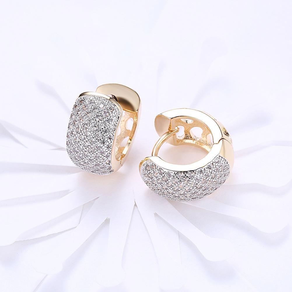 925 Sterling Silver 18K Gold Round Hollow Zircon Earrings for Women Charm Jewelry