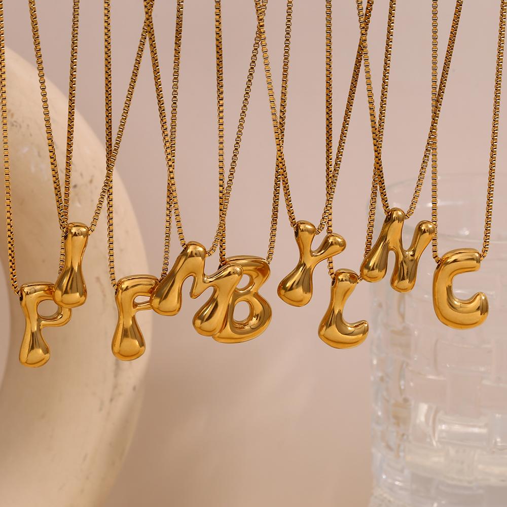MamacitaSlay Creative 18K Gold Plated Stainless Steel Letter Pendant Necklace Party Waterproof jewelry Unisex Minimalist Gift