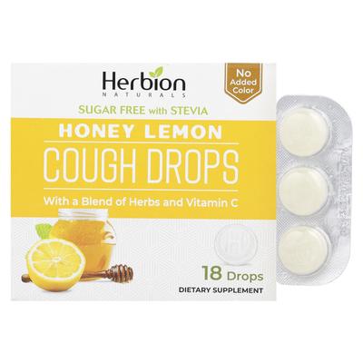 Natural Cough Relief Drops, Sugar Free, Honey Lemon, 18 Count