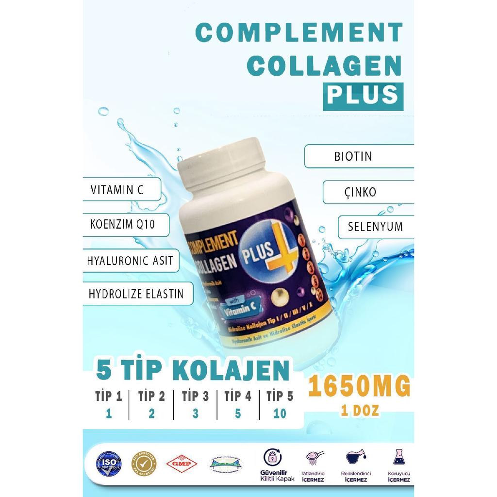 Collagen Plus 60 Tablet Type 1, 2, 3, 5, 10, Hydrolyized Elastin Hyaluronic Acid And Vitamin C