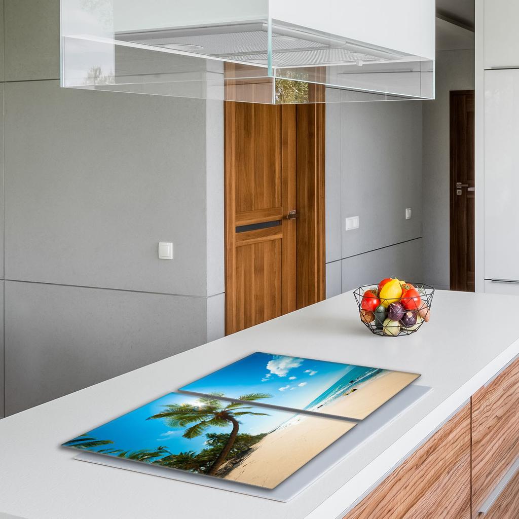 Szklana płyta ochronna na kuchenkę 2x40x52 Plaża