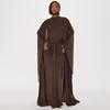 European & American Women's Backless Long Sleeve Pullover Dress with Mesh Shawl - Slimming Two-Piece Set