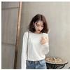 Korean Women's 2024 Autumn New Pullovers O-Neck Letter Fashion Solid Color Minimalist Comfortable Casual Long Sleeved Tops