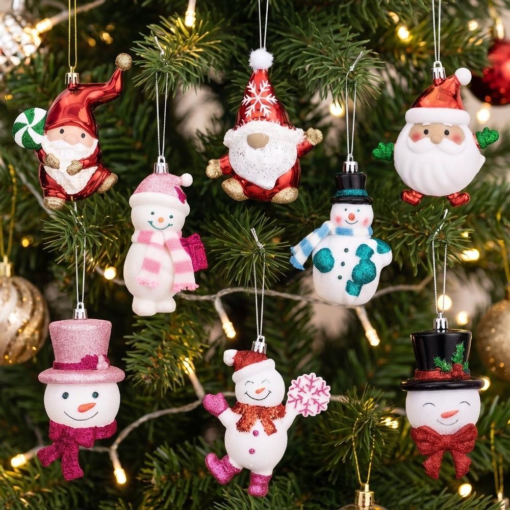 Plastic Santa Hanging Pendant Cartoon Shape Character Xmas Ornament Window Display