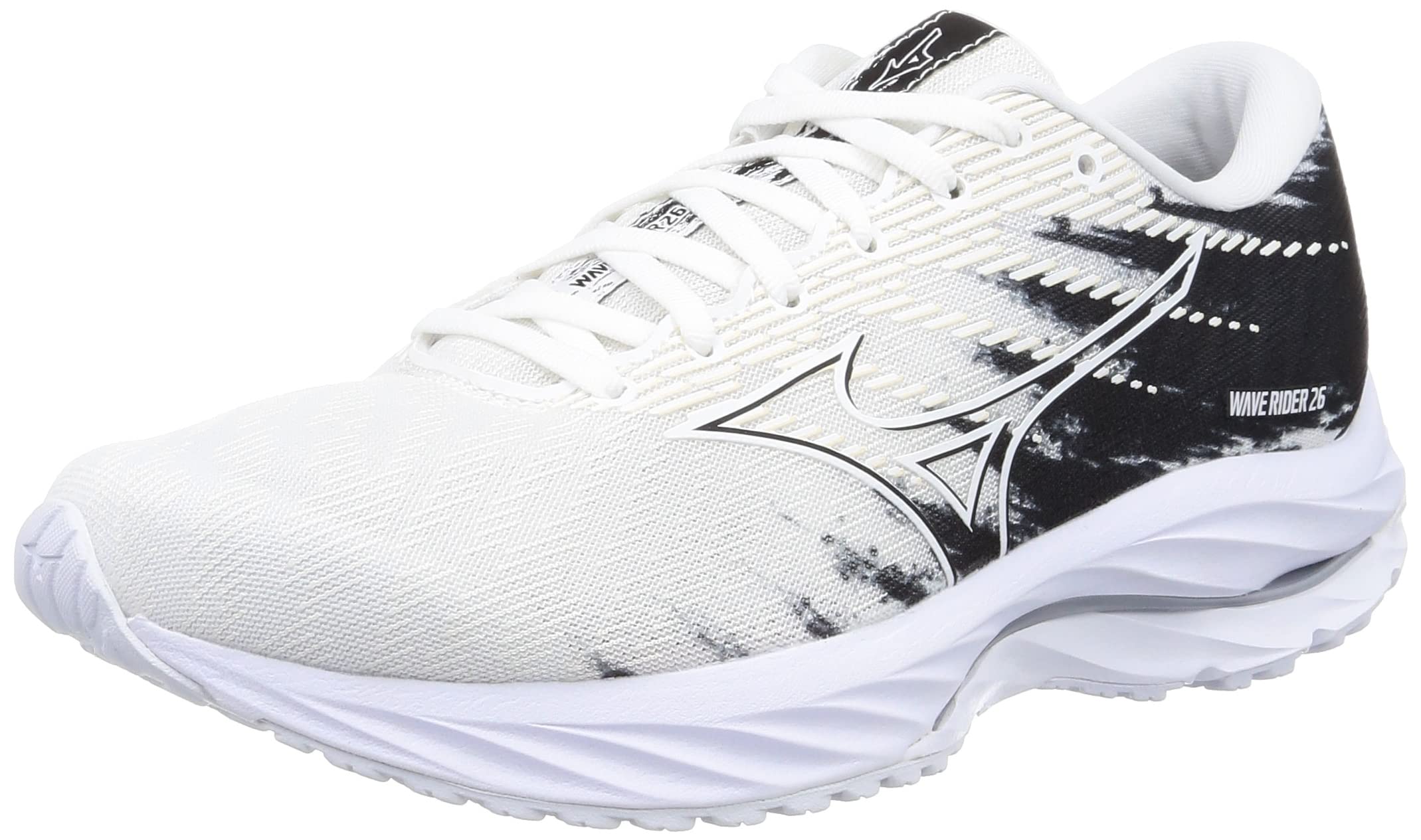 

Mizuno Беговые кроссовки Wave Rider 26 2E, Бег трусцой, Марафон, Спорт, Тренировки, Легкие, Бело-черные, 22.5 см,