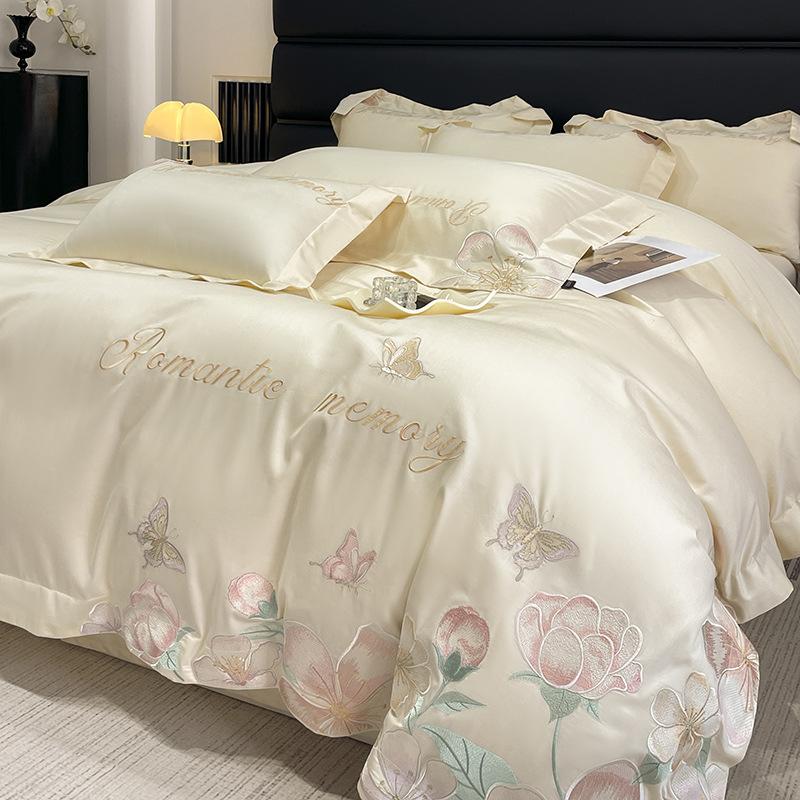 Pure Cotton Bedding Set Light Luxury Comfortable Skin-friendly Breathable Sheets Quilt Cover Pillowcase