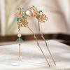 Light Luxury Jewelry Hairpin Vintage Chinese Style Drip Oil Flower Step Shake Exquisite Elegant U Shaped Flower Hair Stick