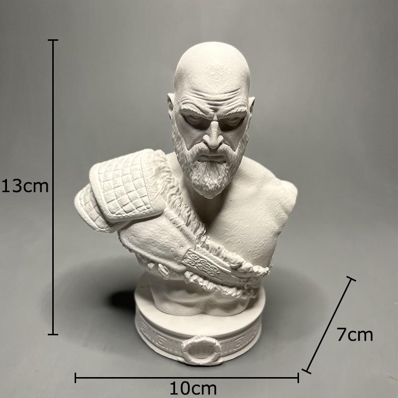 

God of War Kratos Figures Plaster Statue Desk Decoration Creative Artwork Ornaments Characters Sculpture Room Aesthetic Decor