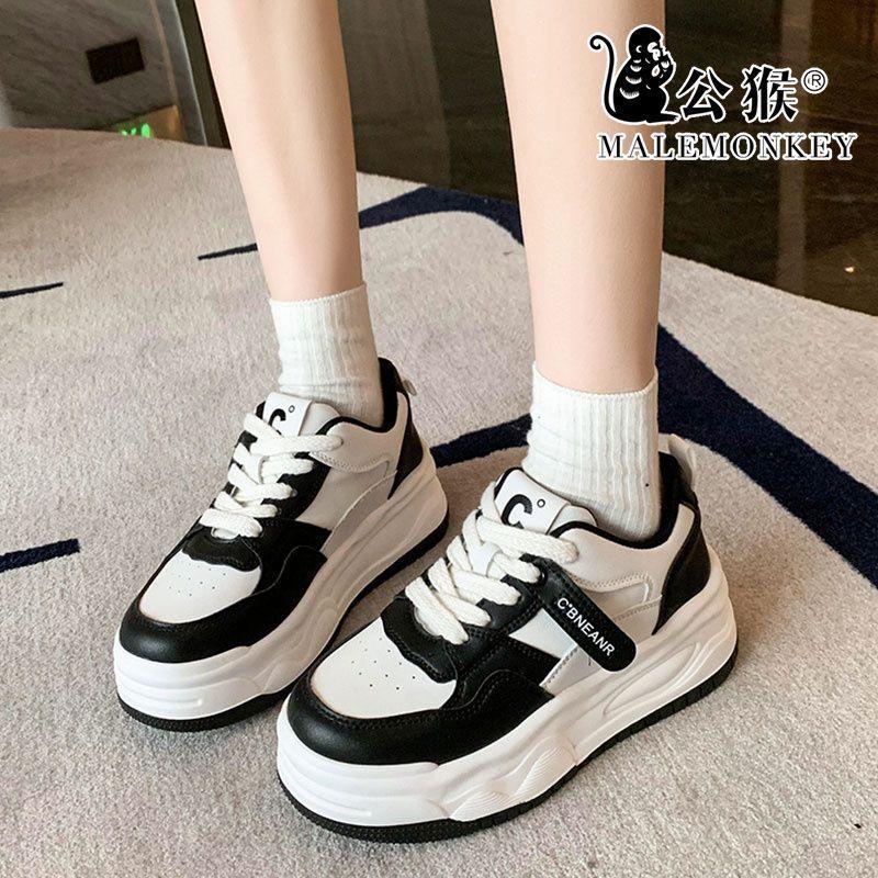 

Thick-soled heightening white shoes versatile fashion small casual sports board women s shoes 40 чёрный