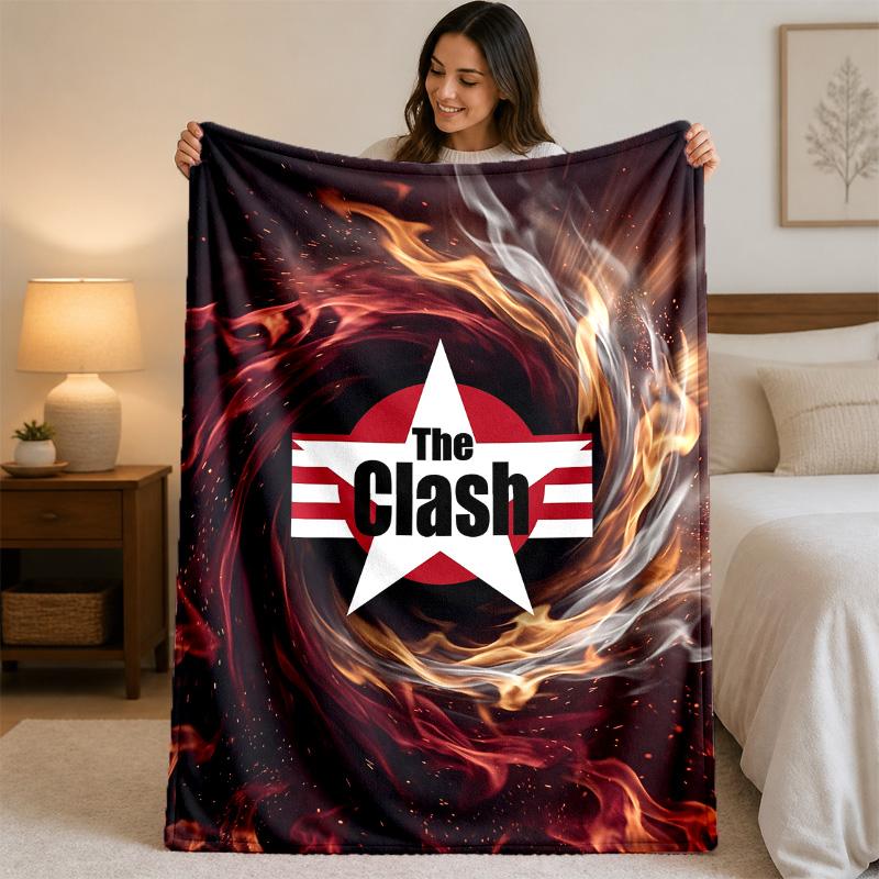 The Clash Print Flannel Blanket Cozy Lightweight Plush Throw Blanket For Bed Sofa Household Use