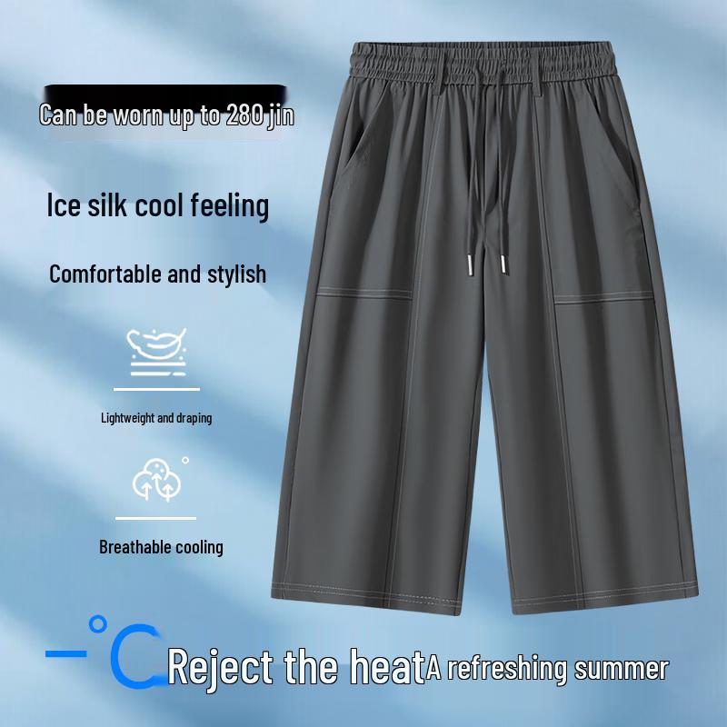 Men s Plus Size Japanese Style Straight-Leg Cropped Casual Pants 2XL