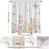 Easter Rabbit Shower Curtain - Watercolor Garden Design with Bunnies, Eggs & Butterflies, Festive Spring Theme, Polyester