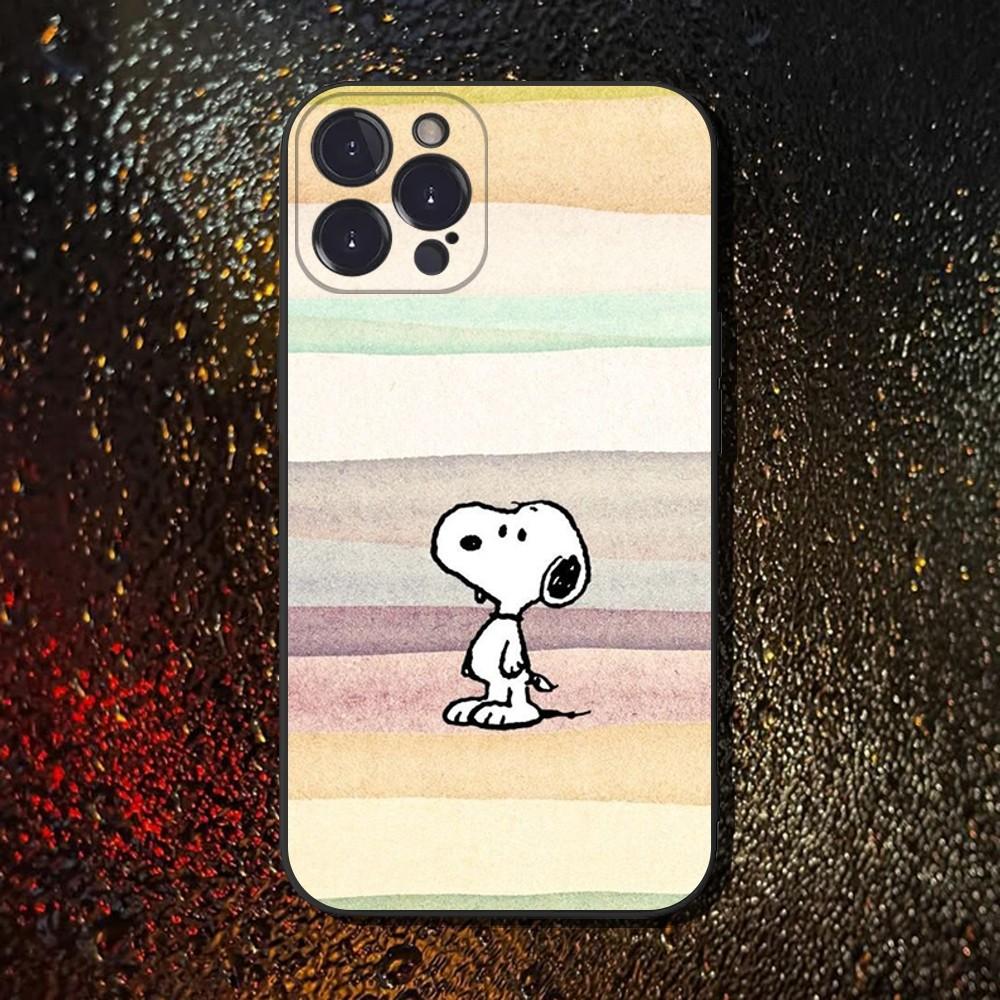 

Cartoon S-Snoopys Phone Case For iPhone 16,15,14,13,12,11 Plus,Pro Max,XS,X,XR,SE,Mini,8,7,Soft Silicone Black Cover iPhone11