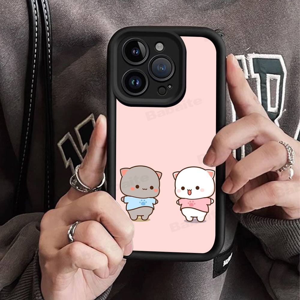 Cartoon Cute Cats Silicone Soft Phone Case For iPhone 17 16 14 13 12 11 15 Pro Max Plus Air Cover