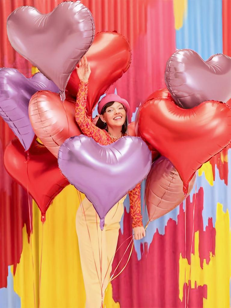 1pc-24 Inch Heart-shaped Aluminum Foil Balloon Birthday Party Heart-shaped Decoration, Anniversary Decoration