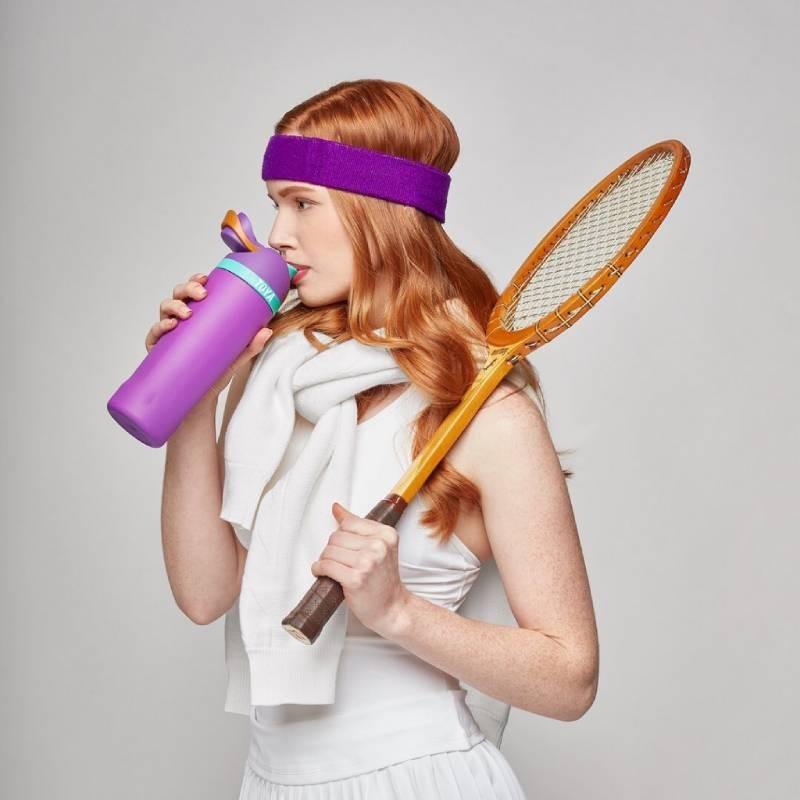 Moderní minimalistická sportovní láhev na vodu z nerezové oceli 304 s vakuovou izolací a velkým objemem se slámkou pro kancelář a cestování