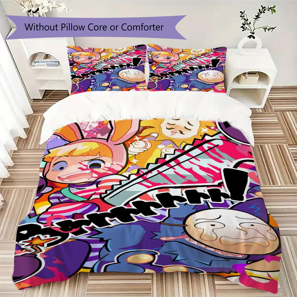 Popee the Performer Inspired Pattern Bedding,Quilt Set Quilt Cover Pillowcase Home Birthday Gift (1*duvet cover+2*pillowcase,without core)XSJT0917173