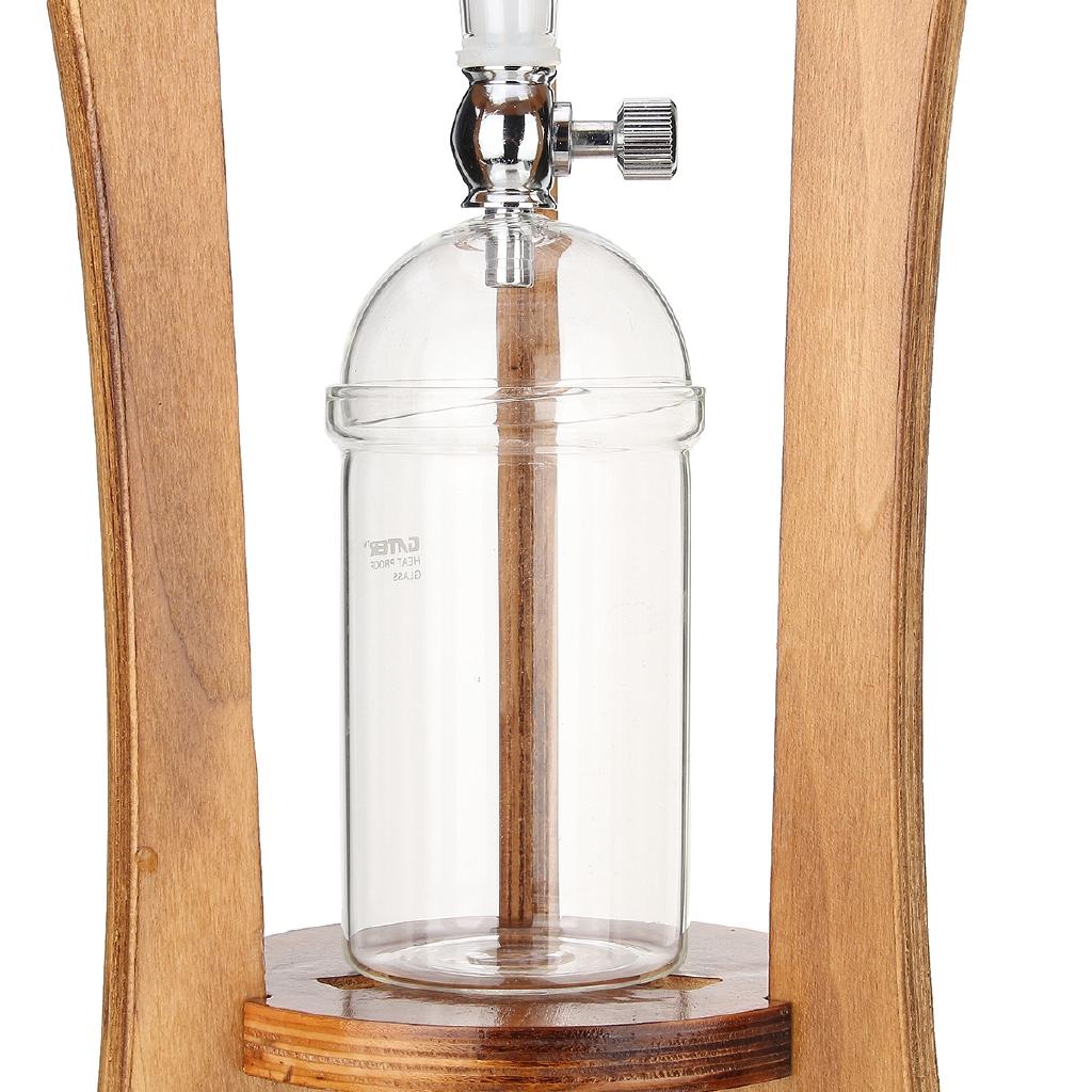 600 ml 8 Tassen Kaltes Tropf-Eis Siphon Kaffeekanne Maker Glas Dutch Brew Maschine Filterpapier Home Küche Kaffee Werkzeug Holzrahmen