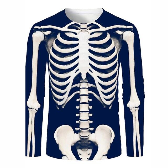 Bărbați Stradă Vintage Top supradimensionat Decolteu cu mânecă lungă Îmbrăcăminte Tendință Imprimată 3D Craniu Model Moda cu mânecă lungă Mărimea S-6Xl